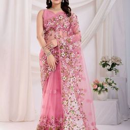 ODETTE Floral Embroidered Net Heavy Work Saree-picture-32