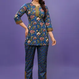 OZIA Printed Pure Cotton Tunic With Trouser Co-Ords-picture-23
