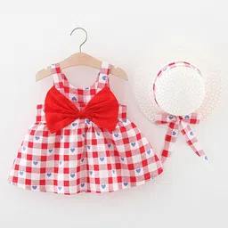 YK Girls Checked Shoulder Straps Bow Detail Fit & Flare Dress-picture-22