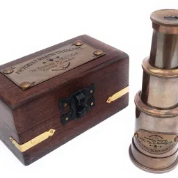 Shoptreed Vintage Nautical Victorian Marine Brass Telescope with Wood Box Refracting Telescope-picture-42