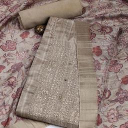 Meena Bazaar Embroidered Art Silk Unstitched Dress Material-image-61