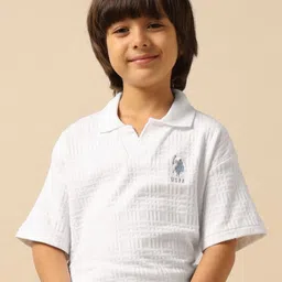 U.S. Polo Assn. Kids Boys Self Design Polo Collar Boxy Cotton T-shirt-picture-24