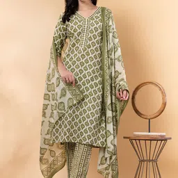 Readiprint Women Printed Regular Sequinned Kurta with Trousers & With Dupatta image 3