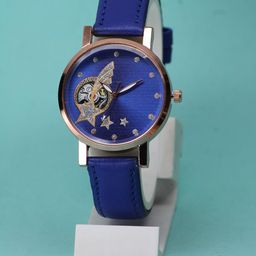VIRAKTI Women Brass Printed Dial & Leather Wrap Around Straps Analogue Watch F-69-BLUE-A-image-89