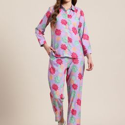 HERE&NOW Floral Printed Shirt & Trousers Co-Ords Set-picture-18
