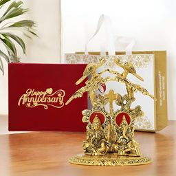 INTERNATIONAL GIFT Gold-Toned Laxmi Ganesh Religious Idol Showpiece-image-20