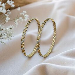 AccessHer Set Of 4 Gold-Plated Silver-Tone Detail-Studded Bangles-image-2