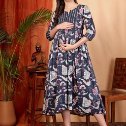 TARANJAL Women Floral Printed Maternity Anarkali Kurta-picture-25
