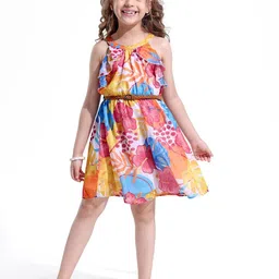 Hola Bonita Girls Print Georgette Fit & Flare Dress-image-62
