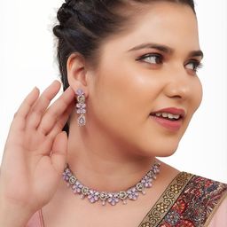 R A Enterprises Rhodium-Plated Alloy Jewellery Set-image-67