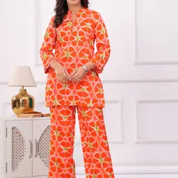 Ka-mee Floral Printed Mandarin Collar Pure Cotton Tunic With Trousers-picture-24