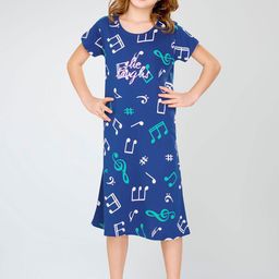 Zeyo Girls Pure Cotton Graphic Printed Round Neck Nightdress-image-15