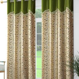 Galaxy Home Decor Green Set of 2 Floral Door Curtain-12