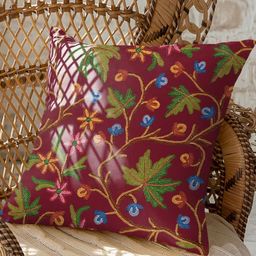 CASABLEU Maroon & Green 2 Pieces Ethnic Motifs Square Cushion Covers-14