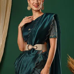 all about you Embroidered Net Saree with Blouse piece image 3