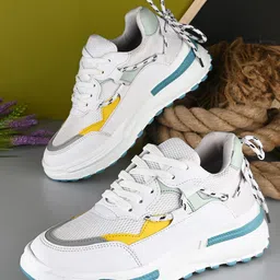 glitchez Women Woven Design PU Lace-Up Sneakers-image-69