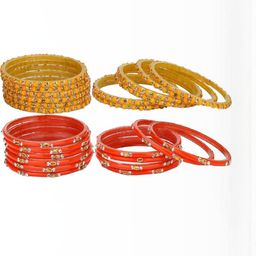1ST TIME Set of 24 Artificial Stones & Beads Studded Alloy Bangle-25