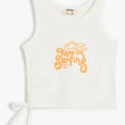 Koton Girls Typography Printed Applique T-shirt-image-91