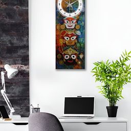 OLIVE TREE Blue & White Ethnic Motifs Printed Traditional Wooden Analogue Wall Clock-picture-23