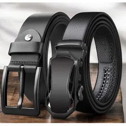The Roadster Lifestyle Co Men Set Of 2 Leather Formal Belt-4