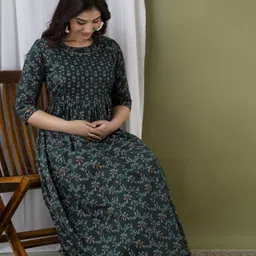 SHOOLIN Floral Print Empire Dress-image-50