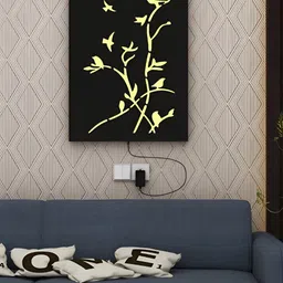 ANIKAA GlowWings Black & War-White Wooden Birds & Branches Design Wall Art-image-65