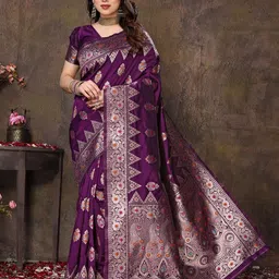 KALINI Woven Design Zari Silk Cotton Banarasi Saree-image-6