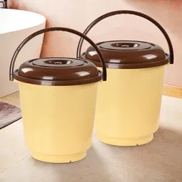 Kuber Industries Cream-Coloured & Brown 2 Pieces Bathroom Buckets-18 L-21
