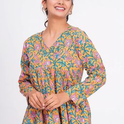 PINGAKSH Women Floral Printed Cotton Empire Top-image-98