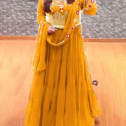 ANJANI TEXTILE Embroidered Thread Work Semi-Stitched Lehenga & Unstitched Blouse With Dupatta-57