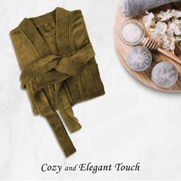 HOUSSE Platation Brown 550 GSM Shawl Collar Bath Robe-image-86