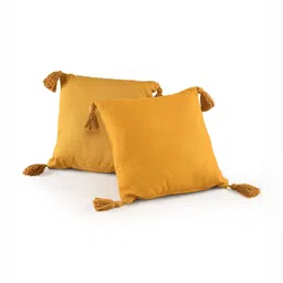 SASHAA WORLD Yellow 2 Pieces Cotton Square Cushion Covers-picture-17