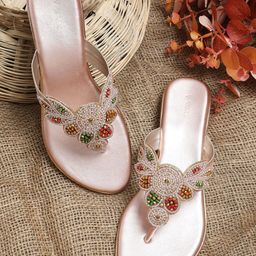 V-WALK Women Embellished Ethnic Open Toe Flats-22