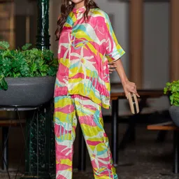 all about you Women Floral Printed Cotton Top with Trousers-image-24