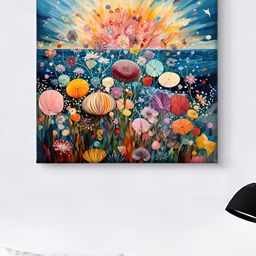 Myntra Elegant Homes Blue & Pink Floral Canvas Wall Art-12