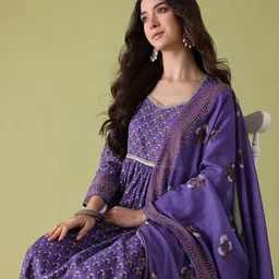 Anouk Floral Print Kurta with Palazzos & Dupatta-picture-14