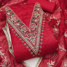 KALINI Embellished Pure Silk Unstitched Dress Material-image-90