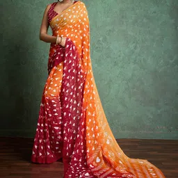 HERE&NOW Floral Poly Georgette Saree-picture-35