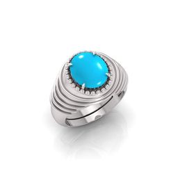 todani jems 14.25 Ratti Turquoise Stone Original Certified Firoja Gemstone Gold Plated | Adjustable Ring-picture-33