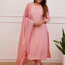 Siya Fashion Women Floral Regular Thread Work Kurta with Trousers & With Dupatta-picture-5