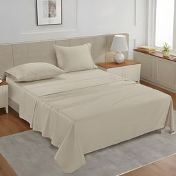 LANE LINEN Off White King Bedsheet with 2 Pillow Covers-image-67