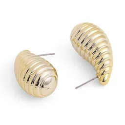 Priyaasi Gold Plated Teardrop Shaped Drop Earrings image 3