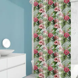 ArtzFolio Green & Pink Printed Water Proof Shower Curtain-image-48