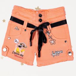Miss & Chief Girls Printed Slim Fit High-Rise Denim Denim Shorts-image-82