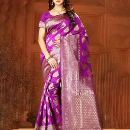 SAREEFLAME Woven Design Zari Pure Silk Banarasi Saree-picture-55