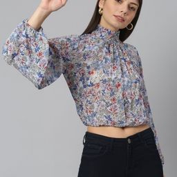 Moda Rapido Floral Print Georgette Blouson Top-image-8