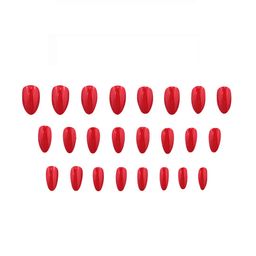 JENNA Set Of 24 French Tip Almond Shape Press On Nails -  Glossy Red image 2