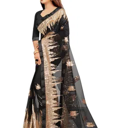 BARKIYA CREATION Embellished Sequined Net Saree image 2