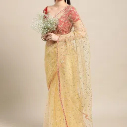 Warthy Ent Embellished Sequinned Net Saree image 2