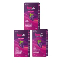 Funtime Set of 3 Blackgrapes Flavour Long Lasting Dotted & Ribbed Condom - 10 PCS each-8
